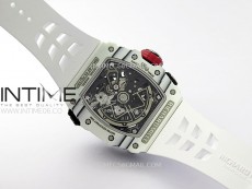 RM035-03 White Carbon/Red Crown Z Factory Skeleton Dial on White Rubber Strap Asian Skeleton movement