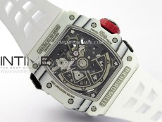 RM035-03 White Carbon/Red Crown Z Factory Skeleton Dial on White Rubber Strap Asian Skeleton movement