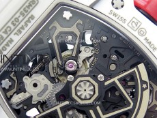 RM035-03 White Carbon/Red Crown Z Factory Skeleton Dial on White Rubber Strap Asian Skeleton movement