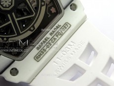 RM035-03 White Carbon/Red Crown Z Factory Skeleton Dial on White Rubber Strap Asian Skeleton movement