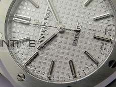 Royal Oak 37mm 15450 SS APSF 1:1 Best Edition Silver Textured Dial on SS Bracelet SA3120 Super Clone