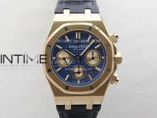 Royal Oak Chrono 26331ST RG IPF 1:1 Best Edition Blue Dial rose gold subdial on Blue Leather Strap A7750