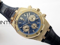 Royal Oak Chrono 26331ST RG IPF 1:1 Best Edition Blue Dial rose gold subdial on Blue Leather Strap A7750