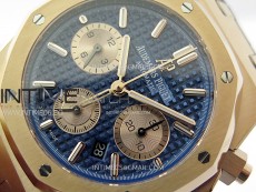 Royal Oak Chrono 26331ST RG IPF 1:1 Best Edition Blue Dial rose gold subdial on Blue Leather Strap A7750