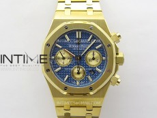 Royal Oak Chrono 26331ST YG IPF 1:1 Best Edition Blue Dial Gold subdial on SS Bracelet A7750