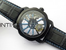 Octo 102910 PVD AXF Best Edition Blue Skeleton Dial on Black Leather Strap Asian BVL206 Tourbillon Movement