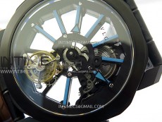 Octo 102910 PVD AXF Best Edition Blue Skeleton Dial on Black Leather Strap Asian BVL206 Tourbillon Movement