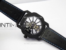 Octo 102910 PVD AXF Best Edition Blue Skeleton Dial on Black Leather Strap Asian BVL206 Tourbillon Movement