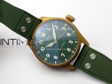Big Pilot IW329702 Bronze M+F 1:1 Best Edition Green Dial on Green Rubber Strap SEIKO 8N-24