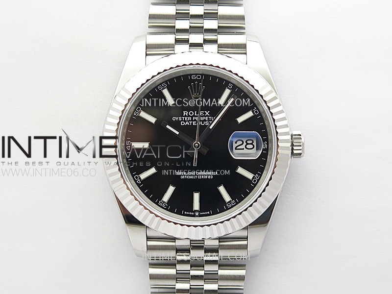 DateJust 41mm 126334 904 SS WF 1:1 Best Edition Black Dial Sticks Markers on Jubilee Bracelet SH3235