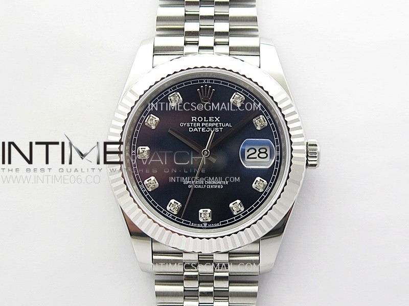 DateJust 41mm 126334 904 SS WF 1:1 Best Edition Blue Dial Diamonds Markers on Jubilee Bracelet SH3235