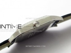 Santos Dumont 43.5mm SS/Diamonds Bezel F1F Best Edition Silver Dial on Black Leather Strap Quartz
