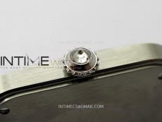 Santos Dumont 43.5mm SS/Diamonds Bezel F1F Best Edition Silver Dial on Black Leather Strap Quartz