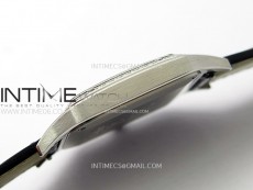 Santos Dumont 43.5mm SS/Diamonds Bezel F1F Best Edition Silver Dial on Black Leather Strap Quartz