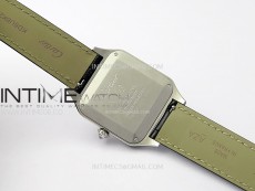 Santos Dumont 43.5mm SS/Diamonds Bezel F1F Best Edition Silver Dial on Black Leather Strap Quartz