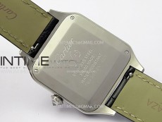 Santos Dumont 43.5mm SS/Diamonds Bezel F1F Best Edition Silver Dial on Black Leather Strap Quartz