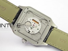 Santos Dumont 43.5mm SS/Diamonds Bezel F1F Best Edition Silver Dial on Black Leather Strap Quartz