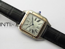 Santos Dumont 43.5mm SS/RG F1F Best Edition Silver Dial on Black Leather Strap Quartz