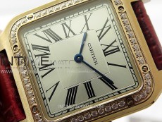 Santos Dumont 43.5mm RG F1F Best Edition Silver Dial on Red Leather Strap Quartz