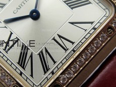 Santos Dumont 43.5mm RG F1F Best Edition Silver Dial on Red Leather Strap Quartz