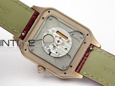 Santos Dumont 43.5mm RG F1F Best Edition Silver Dial on Red Leather Strap Quartz