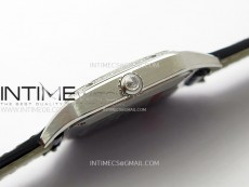Santos Dumont 38mm SS/Diamonds Bezel F1F Best Edition Silver Dial on Black Leather Strap Quartz