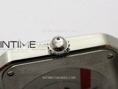 Santos Dumont 38mm SS/Diamonds Bezel F1F Best Edition Silver Dial on Black Leather Strap Quartz