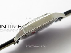 Santos Dumont 38mm SS/Diamonds Bezel F1F Best Edition Silver Dial on Black Leather Strap Quartz