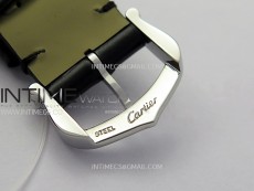 Santos Dumont 38mm SS/Diamonds Bezel F1F Best Edition Silver Dial on Black Leather Strap Quartz
