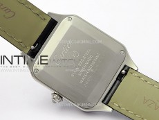 Santos Dumont 38mm SS/Diamonds Bezel F1F Best Edition Silver Dial on Black Leather Strap Quartz