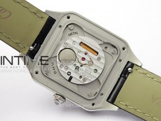 Santos Dumont 38mm SS/Diamonds Bezel F1F Best Edition Silver Dial on Black Leather Strap Quartz