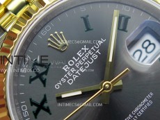 DateJust 36 SS 126233 904L SS/YG VSF 1:1 Best Edition Gray Dial Green Roman Markers on Jubilee Bracelet VS3235