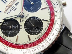 Navitimer B01 43mm SS BLSF 1:1 Best Edition White Dial Black Subdials On Black Leather Strap A7750