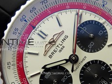 Navitimer B01 43mm SS BLSF 1:1 Best Edition White Dial Black Subdials On Black Leather Strap A7750