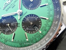 Navitimer B01 43mm SS BLSF 1:1 Best Edition Green Dial Black Subdials On Black Leather Strap A7750