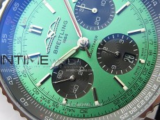 Navitimer B01 43mm SS BLSF 1:1 Best Edition Green Dial Black Subdials On Black Leather Strap A7750