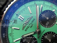 Navitimer B01 43mm SS BLSF 1:1 Best Edition Green Dial Black Subdials On Black Leather Strap A7750