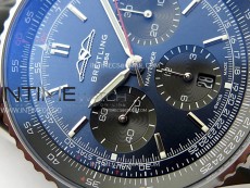 Navitimer B01 43mm SS BLSF 1:1 Best Edition Blue Dial Green Subdials On Black Leather Strap A7750