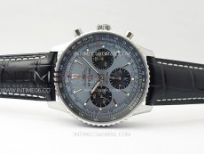 Navitimer B01 43mm SS BLSF 1:1 Best Edition Ice Blue Dial Black Subdials On Black Leather Strap A7750