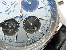 Navitimer B01 43mm SS BLSF 1:1 Best Edition Ice Blue Dial Black Subdials On Black Leather Strap A7750