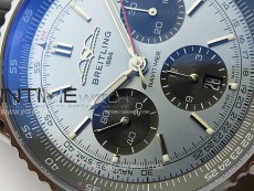 Navitimer B01 43mm SS BLSF 1:1 Best Edition Ice Blue Dial Black Subdials On Black Leather Strap A7750