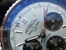 Navitimer B01 43mm SS BLSF 1:1 Best Edition Ice Blue Dial Black Subdials On Black Leather Strap A7750