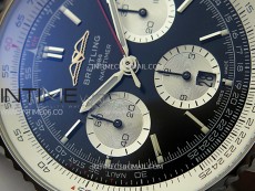 Navitimer B01 43mm SS BLSF 1:1 Best Edition Black Dial Silver Subdials On Black Leather Strap A7750