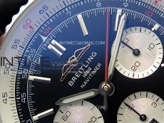 Navitimer B01 43mm SS BLSF 1:1 Best Edition Black Dial Silver Subdials On Black Leather Strap A7750