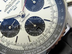 Navitimer B01 43mm SS BLSF 1:1 Best Edition Silver Dial Black Subdials On Black Leather Strap A7750
