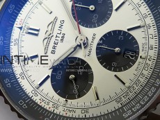 Navitimer B01 43mm SS BLSF 1:1 Best Edition Silver Dial Black Subdials On Black Leather Strap A7750