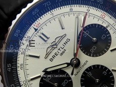 Navitimer B01 43mm SS BLSF 1:1 Best Edition Silver Dial Black Subdials On Black Leather Strap A7750