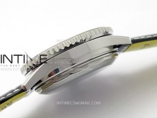 Navitimer B01 43mm SS BLSF 1:1 Best Edition Silver Dial Black Subdials On Black Leather Strap A7750