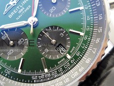 Navitimer B01 43mm SS BLSF 1:1 Best Edition Green Dial On Black Leather Strap A7750