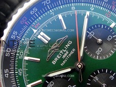 Navitimer B01 43mm SS BLSF 1:1 Best Edition Green Dial On Black Leather Strap A7750